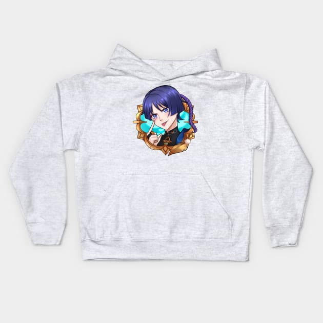 Genshin Badges - Wanderer Kids Hoodie by Hayde